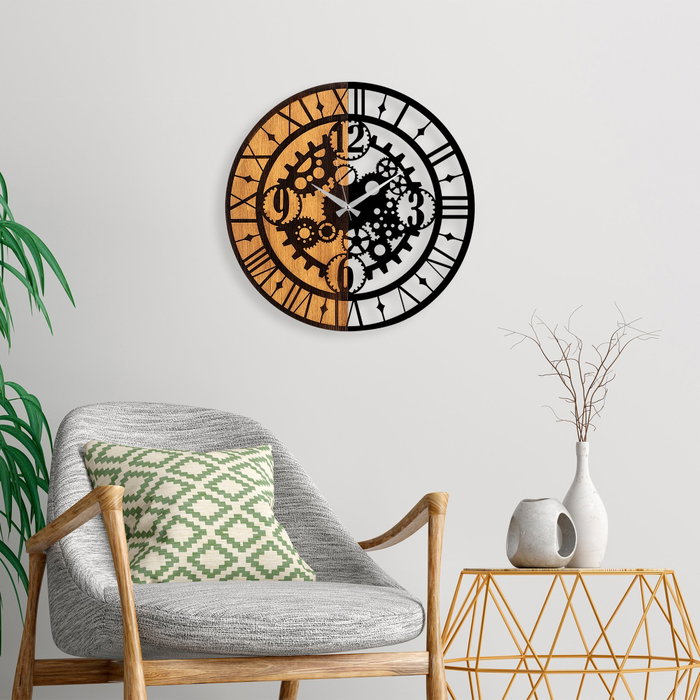 Wallity Reloj de Pared Decorativo de Madera Nogal y Negro Wallity Reloj de Pared Decorativo de Madera Nogal y Negro